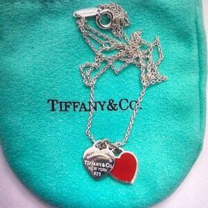 Tiffany & Co. Silver and Red Heart Necklace